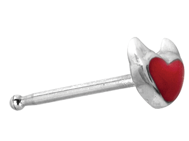 SS316L STEEL CASTING NOSE STUD BONE W. ENAMEL (DEVILHEART)