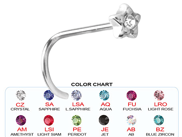 SS316L STEEL CASTING NOSE STUD (JEWELLED STAR)