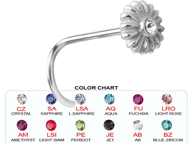 SS316L STEEL CASTING NOSE STUD (JEWELLED DAISY)