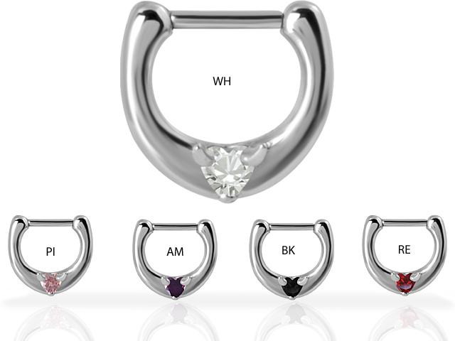 SS316L CASTING JEWELLED SEPTUM RING DEVILHEART CZ