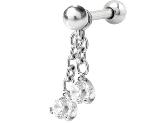 316L BARBELLS CHARMS (ROUND STONES)
