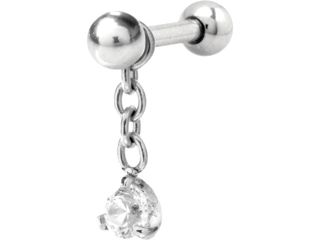 316L BARBELLS CHARMS (ROUND STONE)