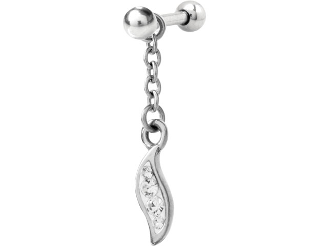 316L BARBELLS CHARMS (CRYSTAL LEAF)