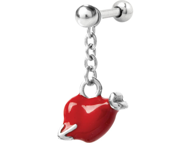 316L BARBELLS CHARMS (ENAMEL HEART & ARROW)