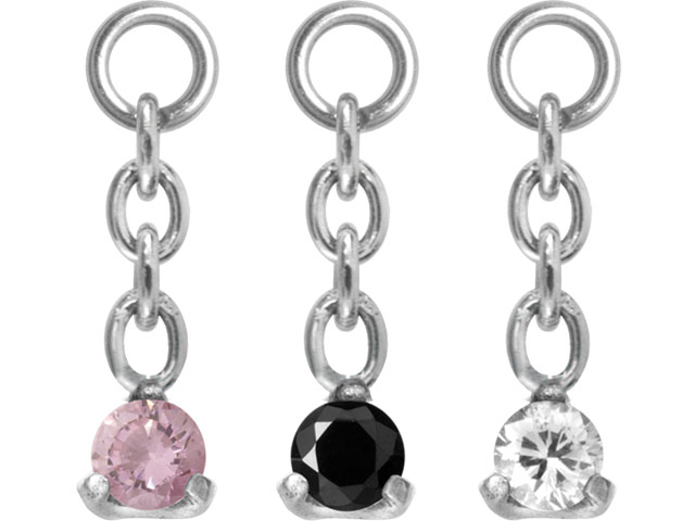 316L CASTING EAR CHARM FOR TRAGUS (ROUND STONE )