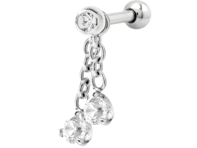316L JEWELLED BARBELL CHARM (SQUARE CUT)