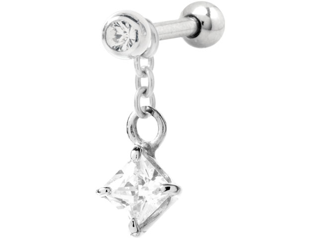 316L JEWELLED BARBELL CHARM (ROUND STONES)