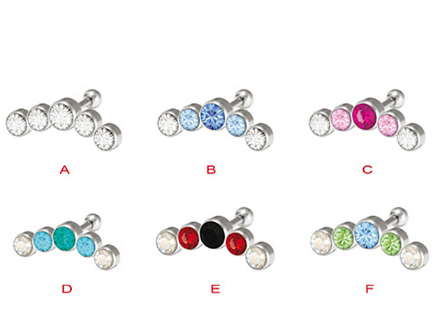 SS316L TRAGUS BARBELL JEWLLED DISCS - (SETTING)