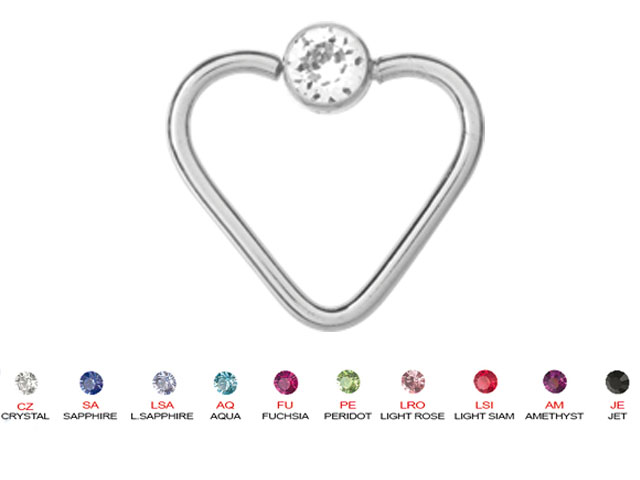 SS316L JEWELLED CONTINOUS ANNEALED HEART RING