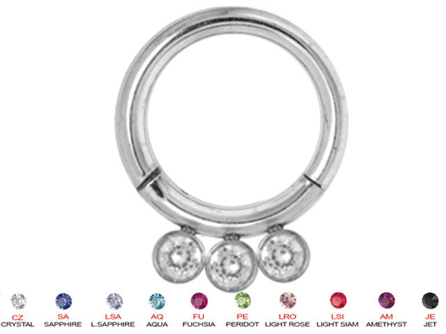 SS316L JEWELLED HINGED SEGMENT RING (1.6MM)