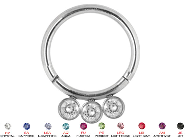 SS316L JEWELLED HINGED SEGMENT RING (1.2MM)