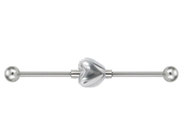 SS316L  INDUSTRIAL BARBELL WITH CHARM (HEART)