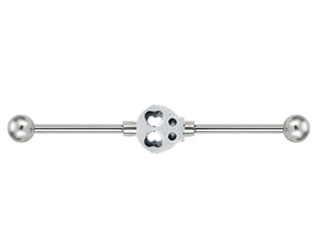 SS316L  INDUSTRIAL BARBELL WITH CHARM (SMALL MICROSKULL)