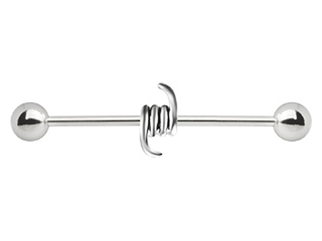 SS316L  INDUSTRIAL BARBELL WITH CHARM (BARBWIRE)