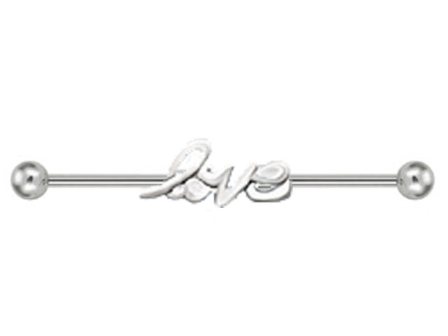 SS316L  INDUSTRIAL BARBELL WITH CHARM (LOVE)