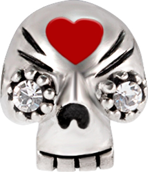 SS316L INDUSTRIAL BARBELL CHARM (JEWELLED MEXICAN SKULL)