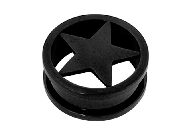 SS316L BLACK STEEL FLESH TUNNELS WITH STAR DESIGN