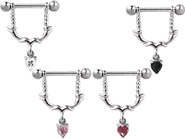 316L CASTING NIPPLE SHIELD (TRIBAL W. HEART DANGLE)