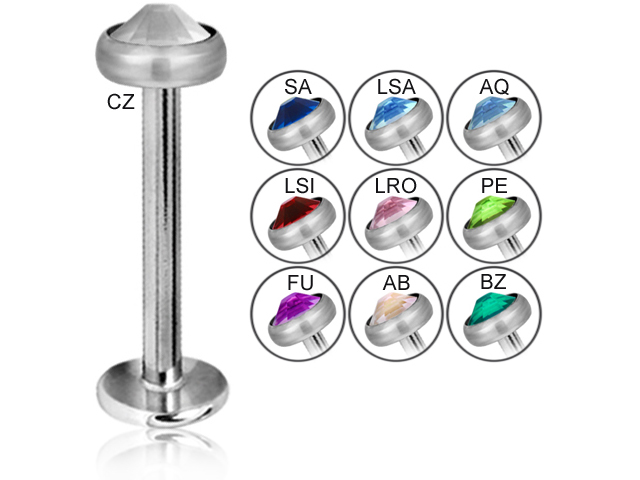 INT. THREADED MICRO TITANIUM LABRET (3MM DISC) WITH JEWELLED DIS