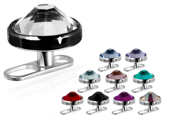 TITANIUM DERMAL ANCHOR WITH BLACK JEWELLED DISC (1.2MM INTERNAL)