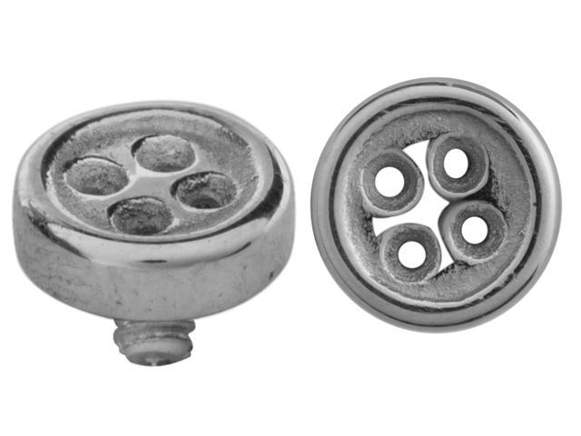 SS316L INTERNAL ATTACHMENT FOR DERMAL ANCHOR- (BUTTON 4 HOLES)