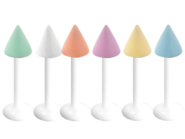 WHITE BIOPLAST MICRO LABRET WITH ENAMEL STEEL CONES
