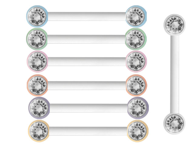 DOUBLED JEWELLED BARBELLS FOR NIPPLE. ENAMEL ON STEEL W. WHITE B