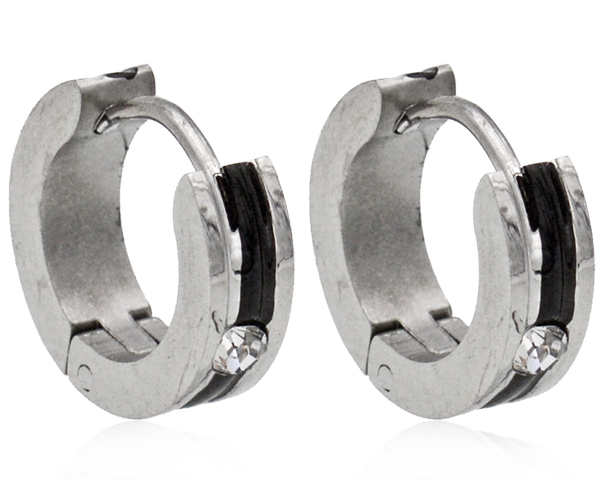 Creolen schmal BK/HP mit Stein