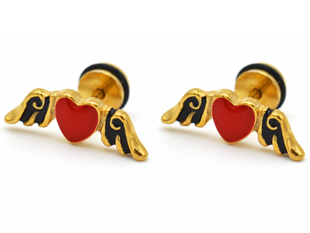 Ohrstecker "Flügelherz" PVD Gold