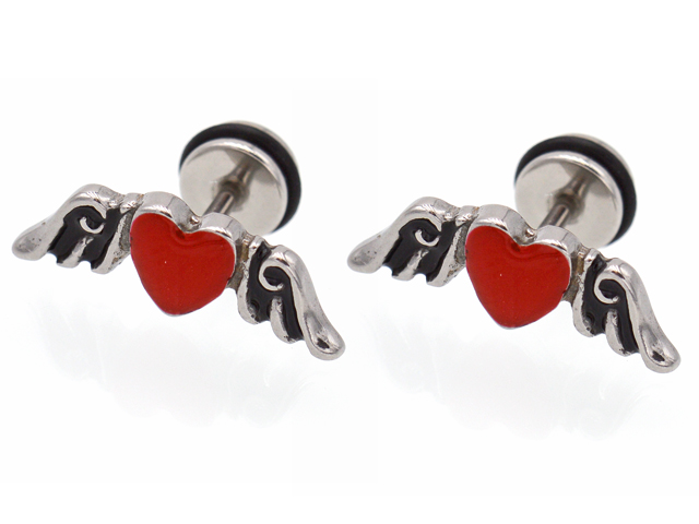 Ohrstecker "Flügelherz" Edelstahl