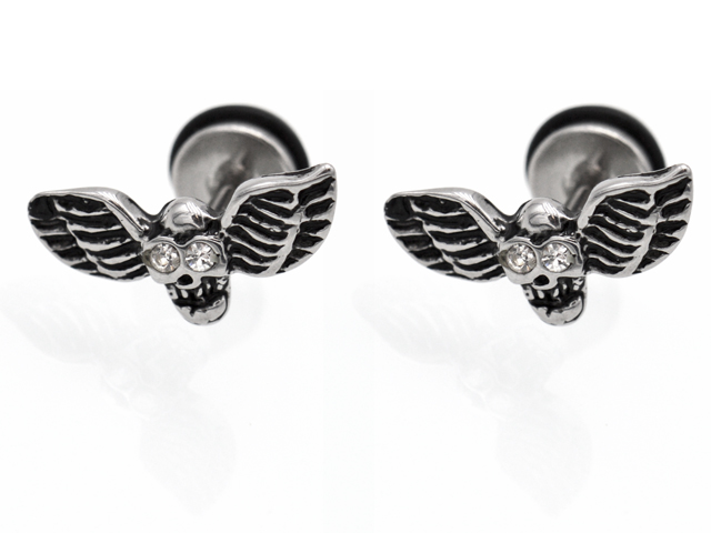 Ohrstecker "Totenkopf Flügel"