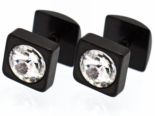 Ohrstecker "Quadro" PVD schwarz (8mm)