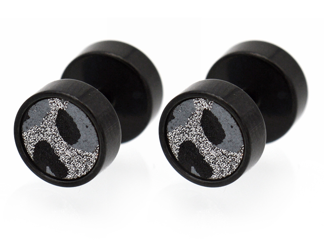 Ohrstecker "Glitzer" PVD schwarz Leo 8mm