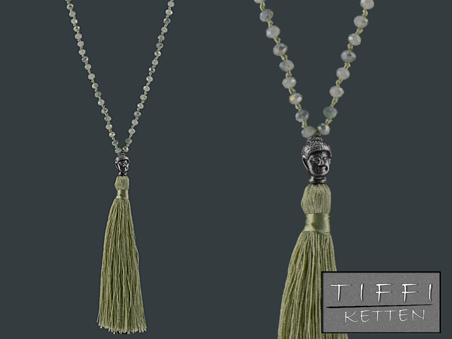Kette "Tiffi" ca. 75cm (Olive)