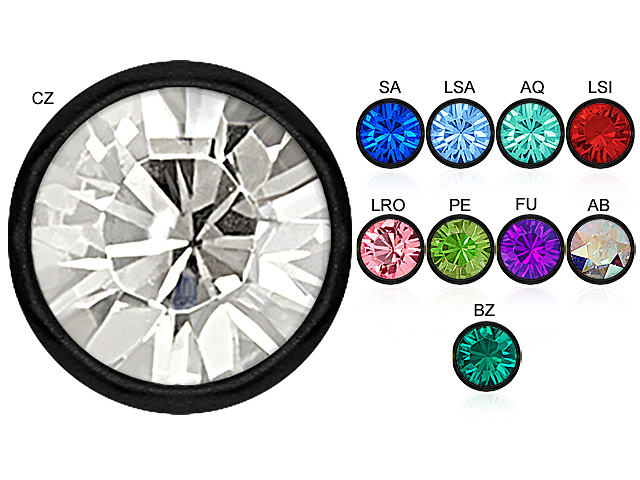 JEWELLED SS316L BLACK FLAT DISC FOR UPPER LIP BCR