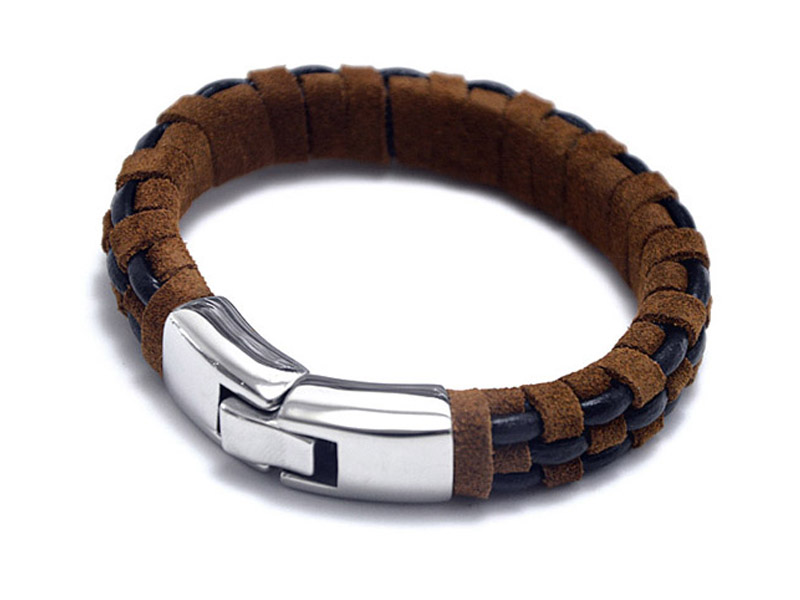 Lederarmband mit Edelstahl "Gero" (22cm)