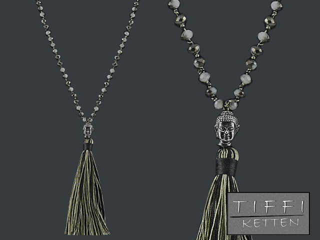 Kette "Tiffi" ca. 75cm (Creme,Schwarz)