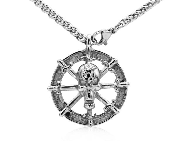 Edelstahlanhänger "Totenkopfrad"