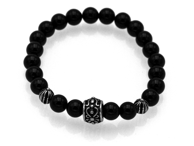 Armband aus Onyx mit Edelstahlbeads