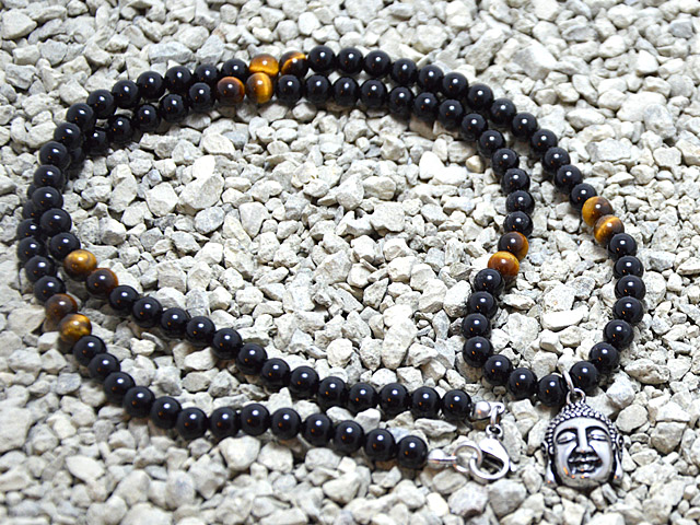 Buddhakette aus Onyx mit Tigerauge
