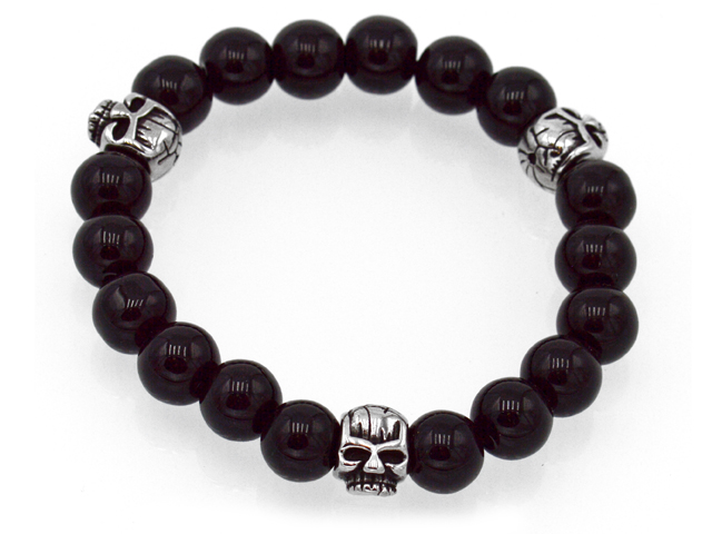 Armband mit Onyxballs und Skulls
