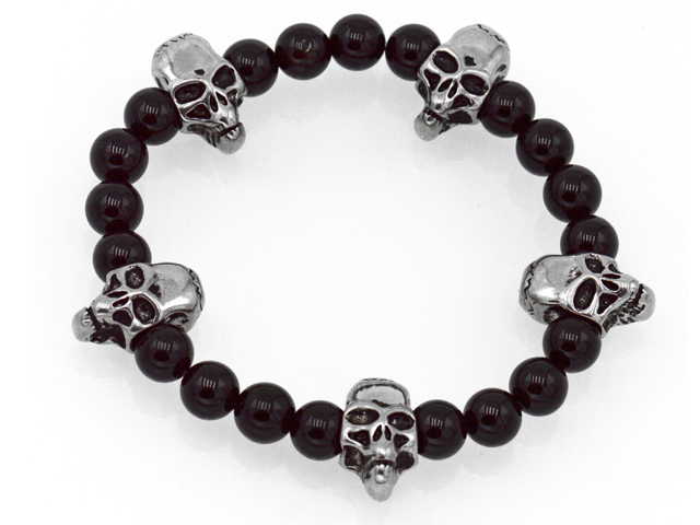 Armband "Pentaskull" mit Onyxballs