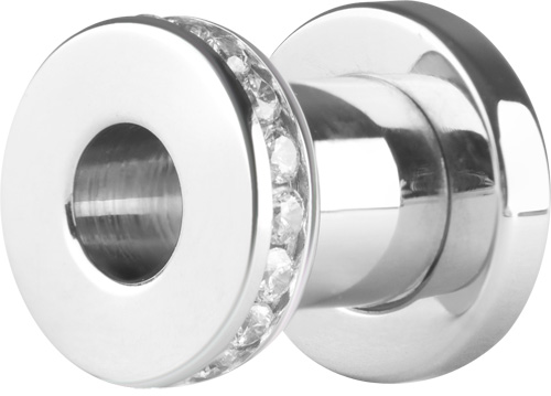 FLESH TUNNELS WITH SWAROVSKI GEMS CHANNEL SETTING (6 - 16MM)
