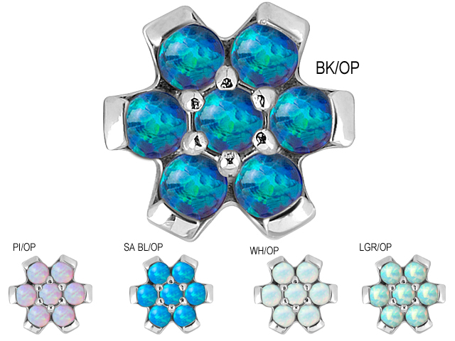 SS316L SYNTHETIC OPAL FLOWER ATTACHMENT