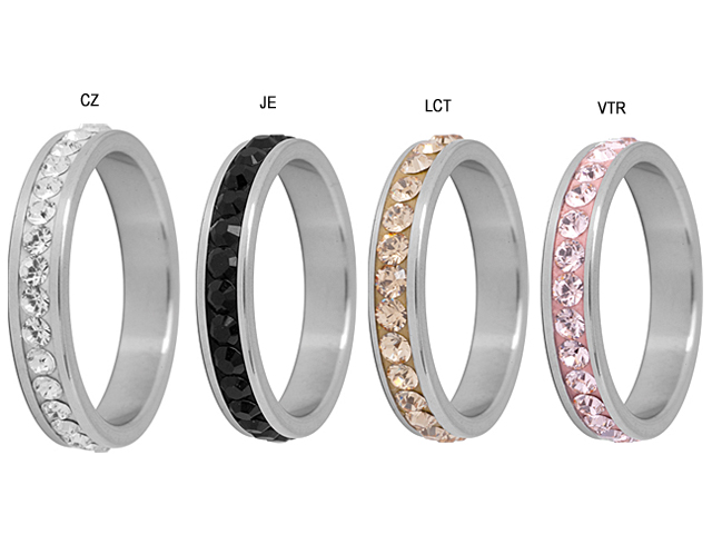 CRYSTAL BAND RING, WIDTH 3,8MM