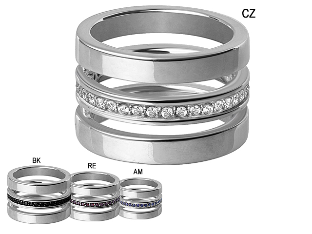 316L CUBIC PAVE SETTING TRIPLE RING