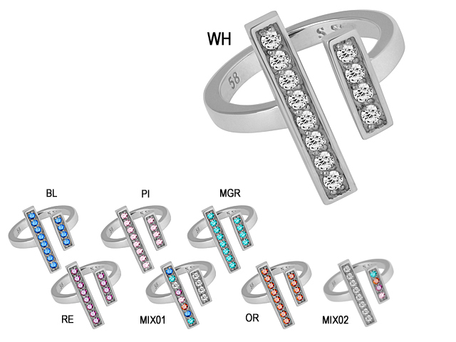 316L RING W.2LINE SWAROVSKI ZIRCONIA PAVE SETTING
