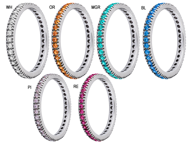 SS316L RING W.SWAROVSKI GEMS CUBIC 1.5MM
