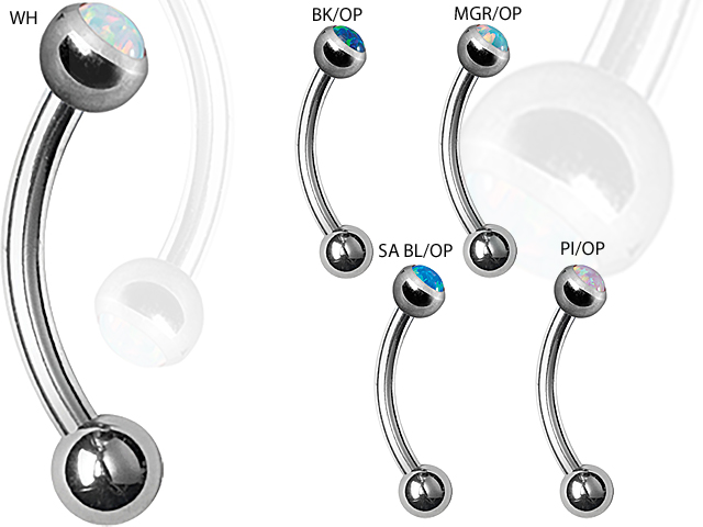 SS316L EYEBROW BARS WITH SYNTHETICS