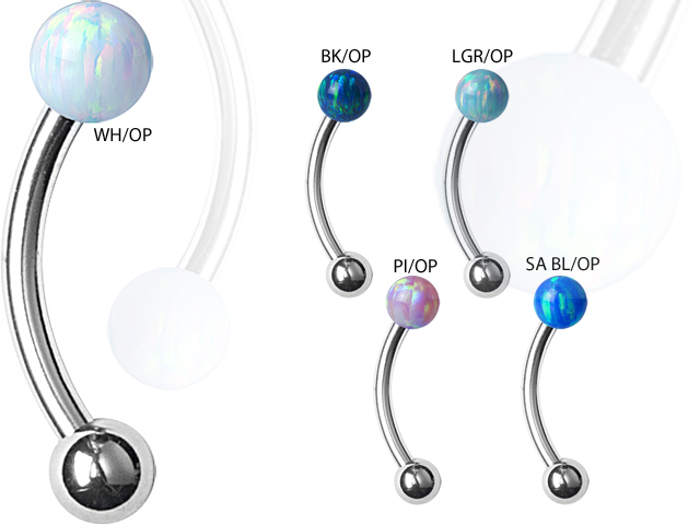 SS316L EYEBROW BARS WITH SYNTHETIC